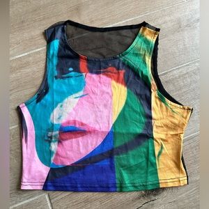 multicolored print top